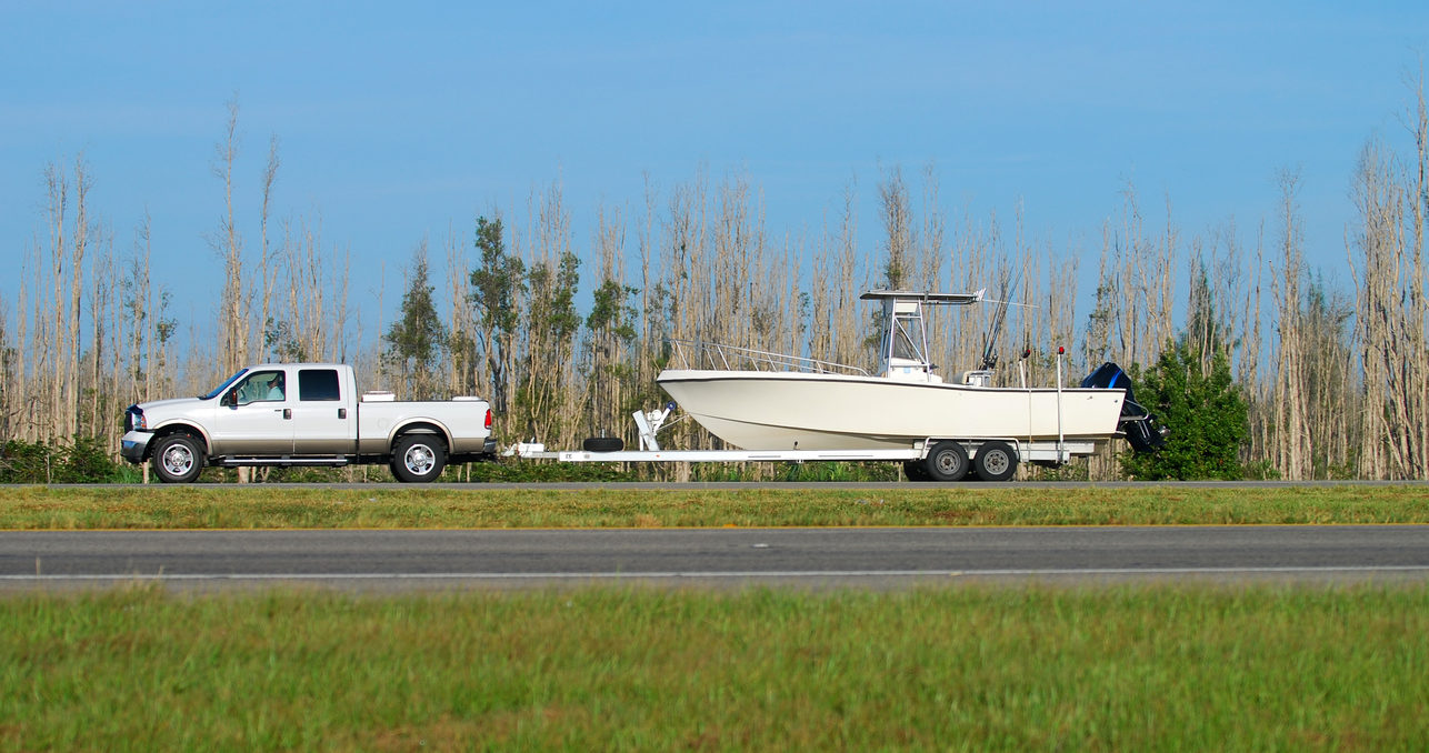 Truck towing a boat in Florida